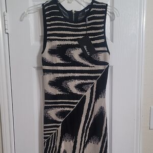 Black and Cream Abstract Maxi Dress